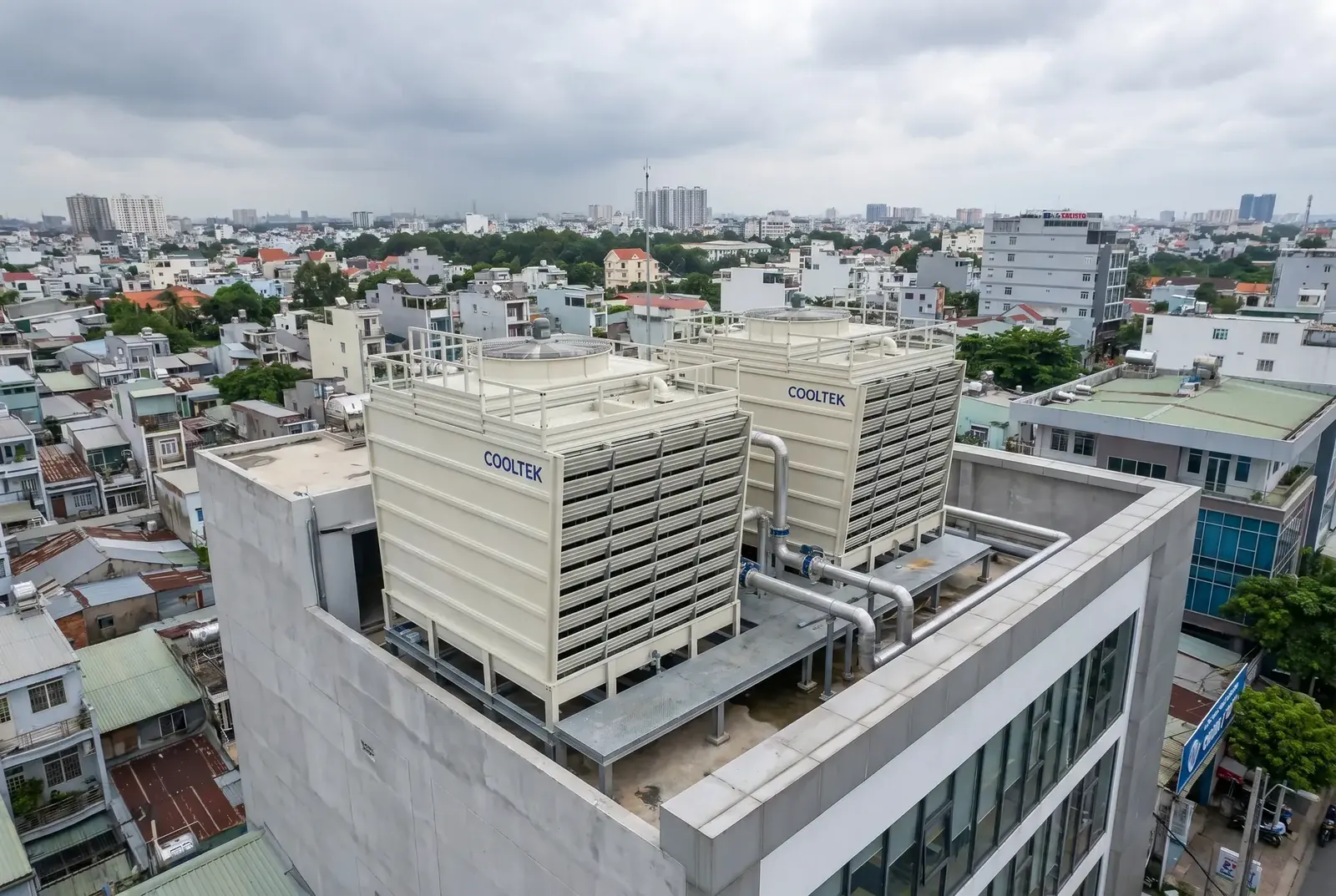 Commercial building cooling tower selection noise priority over flow rate